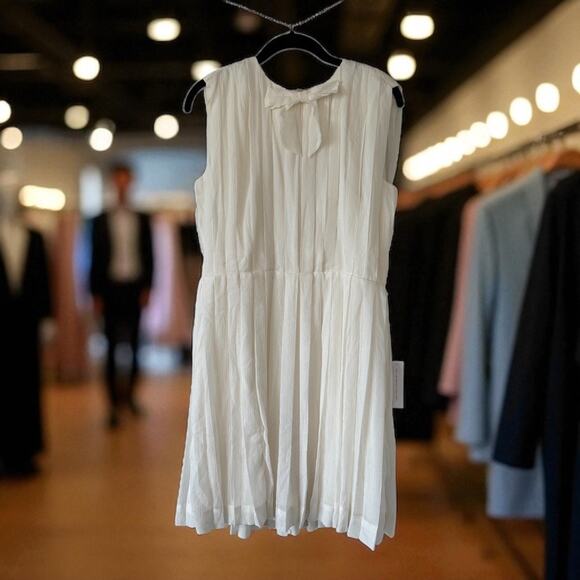 ModCloth “The Pleat-est Things” Mini Dress – Ivory, Size Medium, NEW - Picture 1 of 13